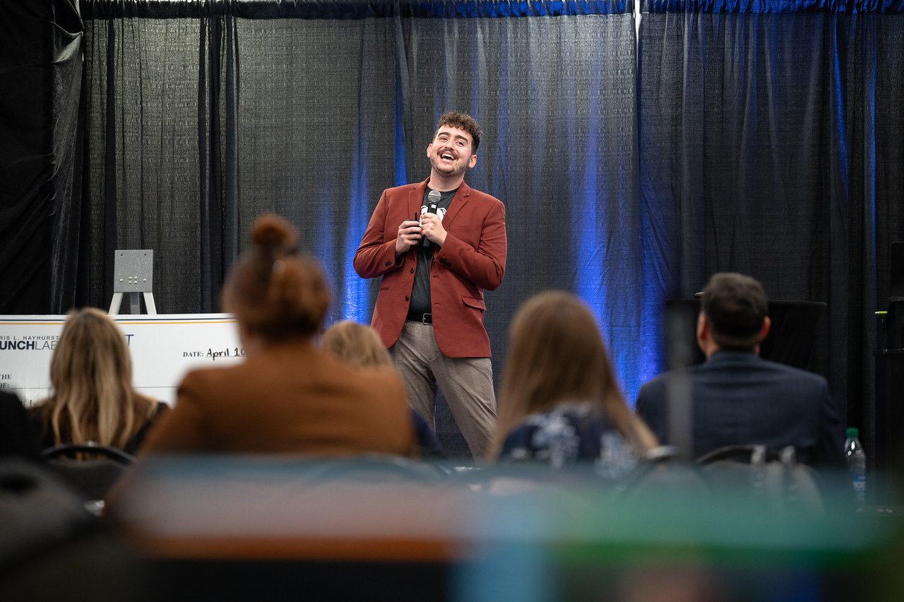 Speaker leading a session